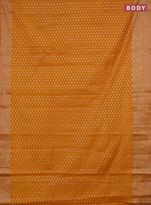 Semi chiniya saree mustard yellow with woven buttas and woven border