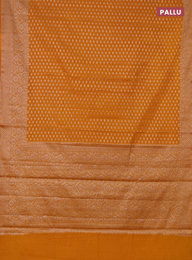 Semi chiniya saree mustard yellow with woven buttas and woven border