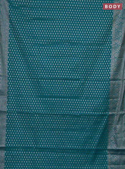 Semi chiniya saree teal blue with woven buttas and woven border