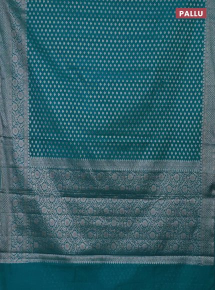Semi chiniya saree teal blue with woven buttas and woven border