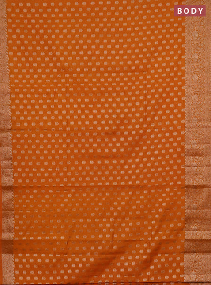 Semi chiniya saree mustard shade with woven buttas and woven border