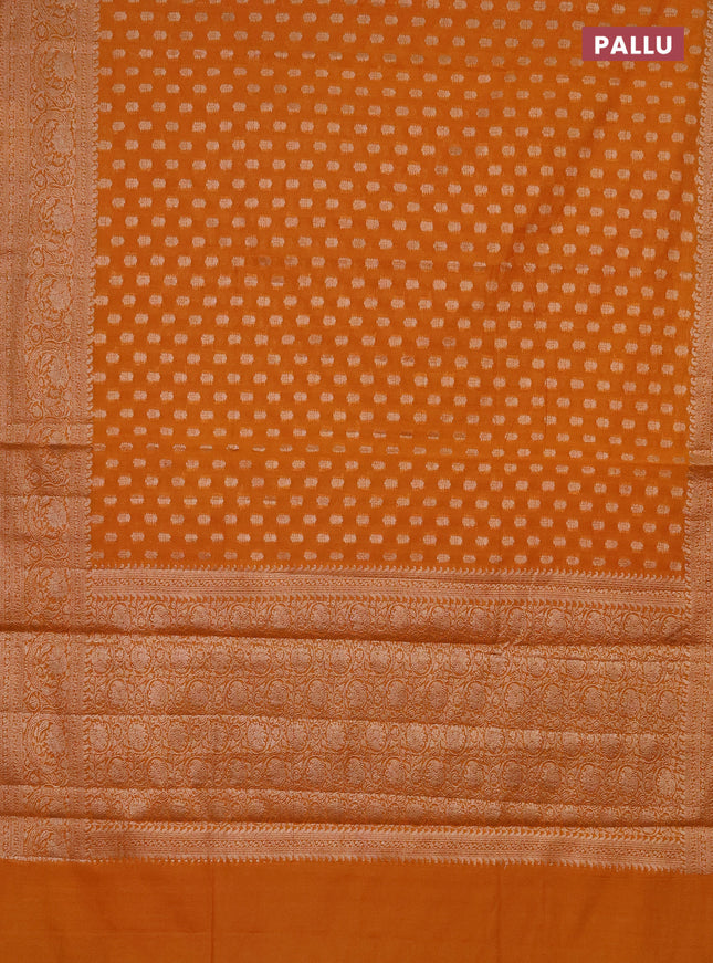 Semi chiniya saree mustard shade with woven buttas and woven border