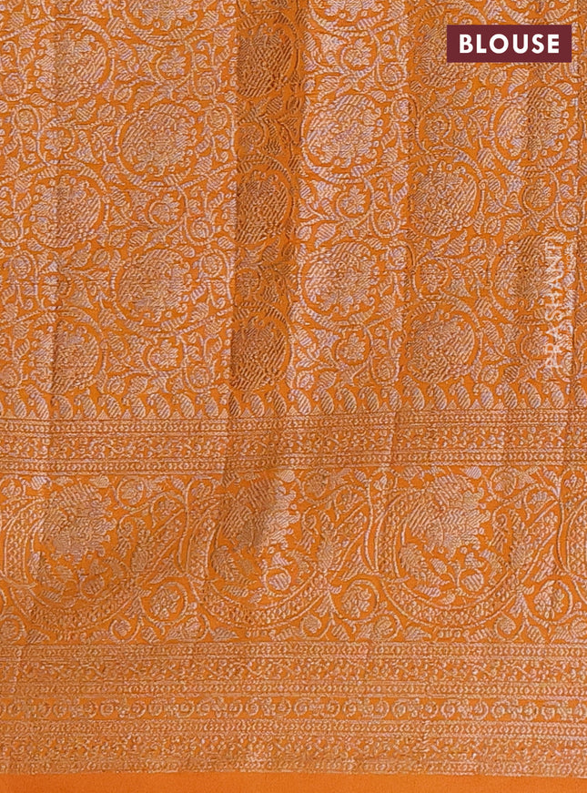 Semi chiniya saree mustard shade with woven buttas and woven border