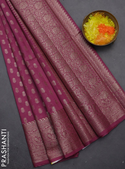Semi chiniya saree mauve pink with woven buttas and woven border