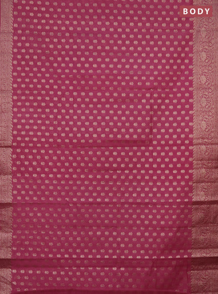 Semi chiniya saree mauve pink with woven buttas and woven border