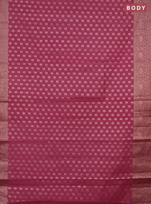 Semi chiniya saree mauve pink with woven buttas and woven border