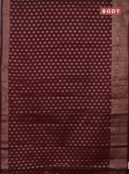 Semi chiniya saree deep maroon with woven buttas and woven border