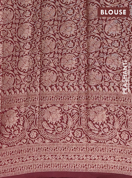 Semi chiniya saree deep maroon with woven buttas and woven border