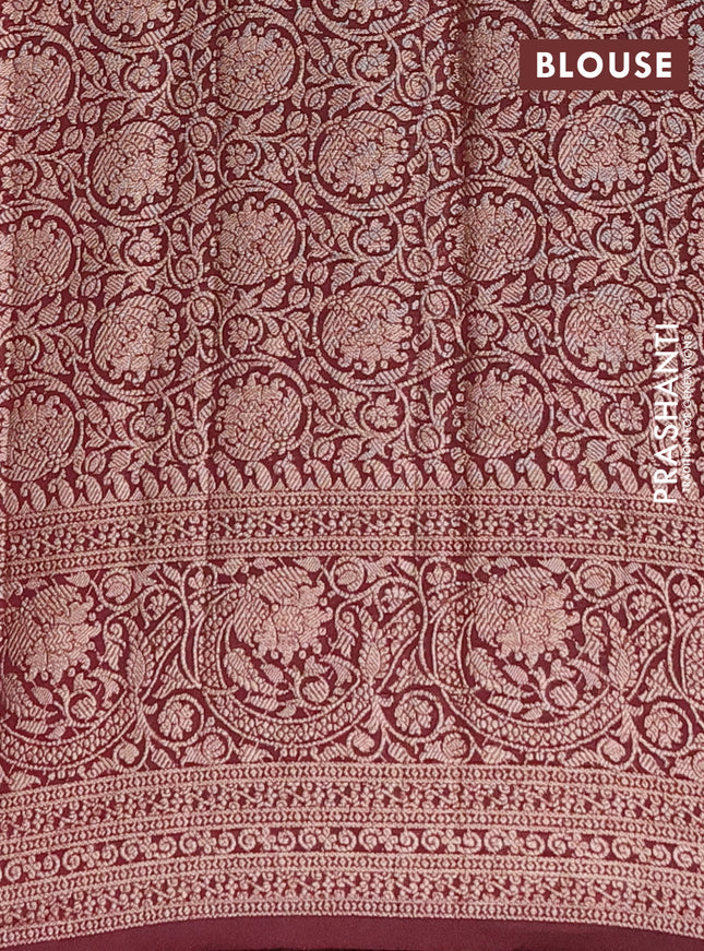 Semi chiniya saree deep maroon with woven buttas and woven border