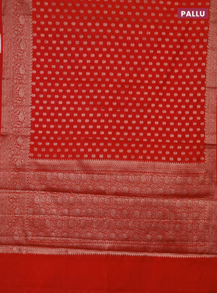 Semi chiniya saree orange with woven buttas and woven border