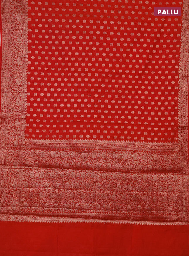 Semi chiniya saree orange with woven buttas and woven border