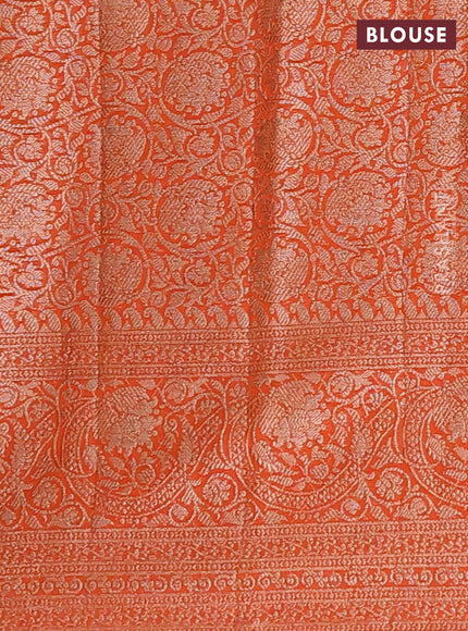 Semi chiniya saree orange with woven buttas and woven border