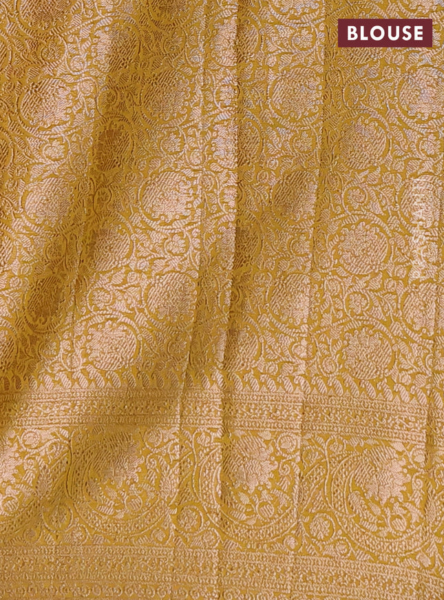 Semi chiniya saree mustard shade with woven buttas and woven border