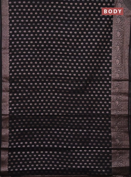 Semi chiniya saree black with woven buttas and woven border