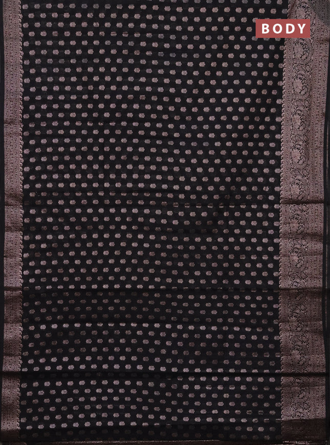 Semi chiniya saree black with woven buttas and woven border
