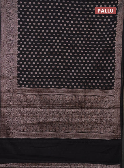 Semi chiniya saree black with woven buttas and woven border