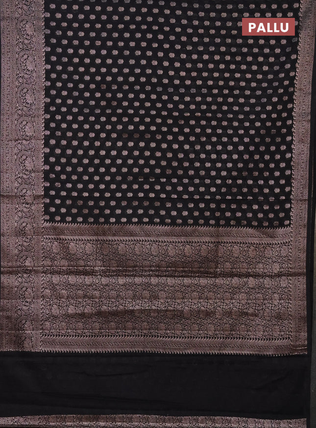 Semi chiniya saree black with woven buttas and woven border