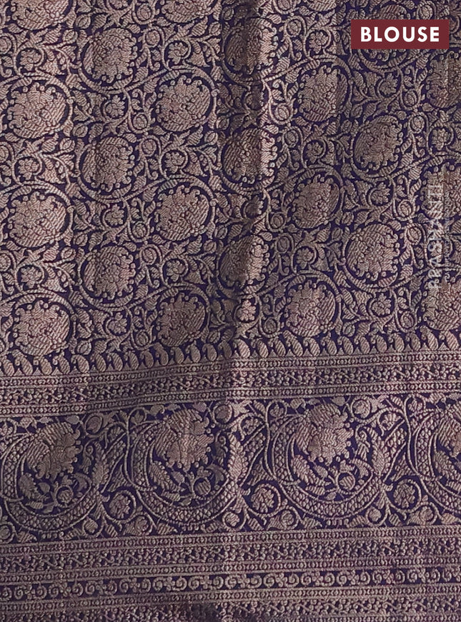 Semi chiniya saree navy blue with woven buttas and woven border