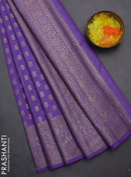 Semi chiniya saree lavender with woven buttas and woven border