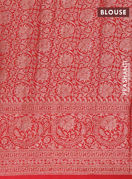 Semi chiniya saree red with woven buttas and woven border