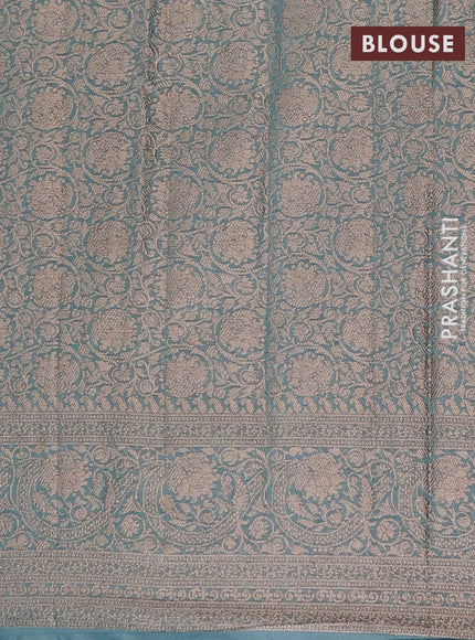 Semi chiniya saree teal blue with woven buttas and woven border