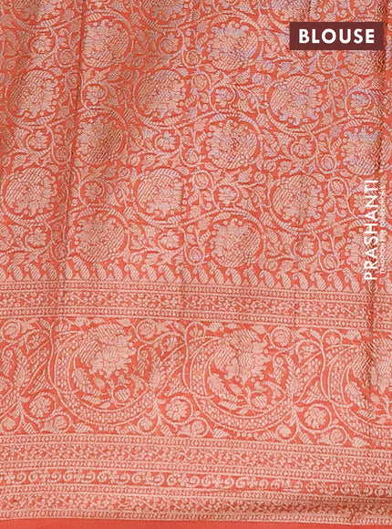 Semi chiniya saree orange with woven buttas and woven border