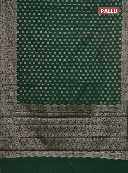 Semi chiniya saree green with woven buttas and woven border