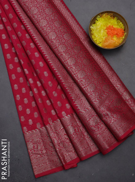 Semi chiniya saree pink with woven buttas and woven border