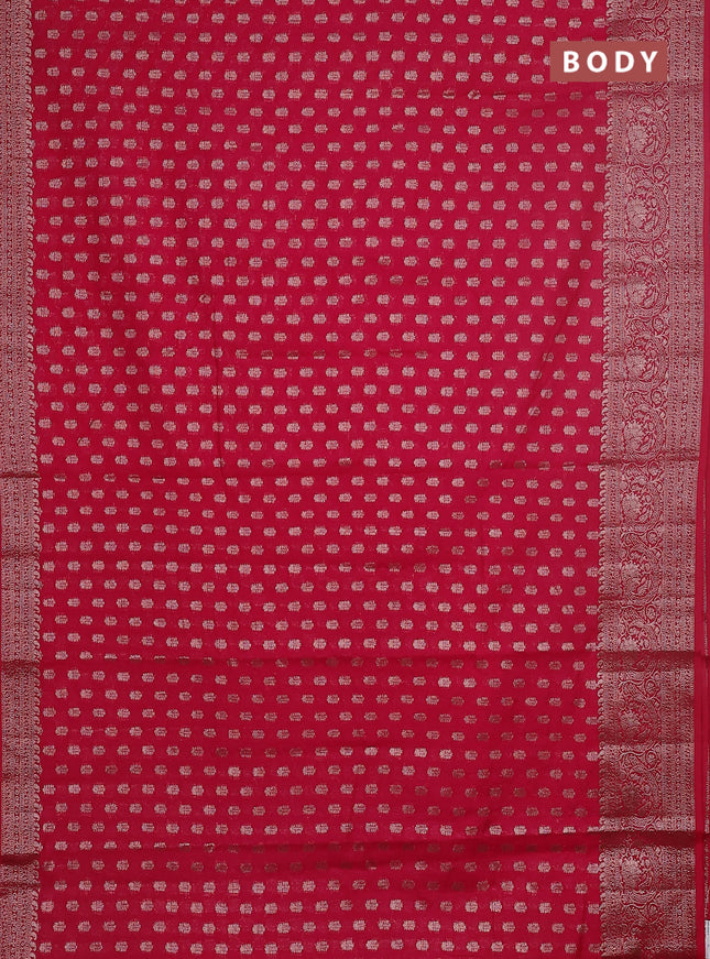 Semi chiniya saree pink with woven buttas and woven border