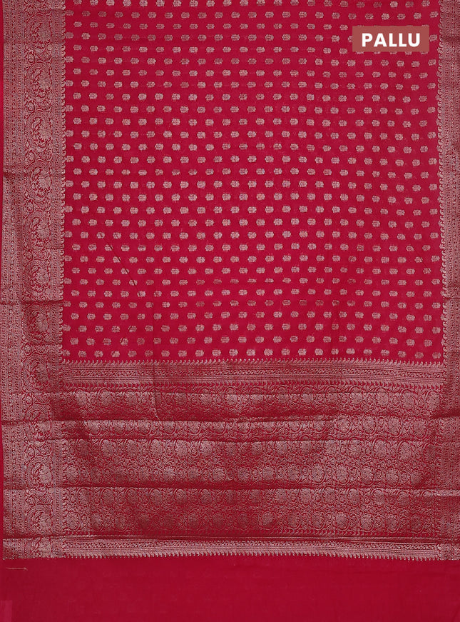 Semi chiniya saree pink with woven buttas and woven border