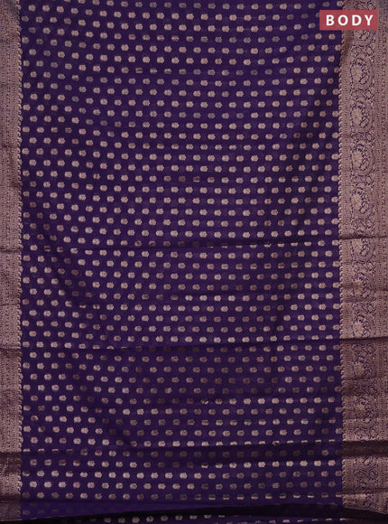 Semi chiniya saree deep violet with woven buttas and woven border