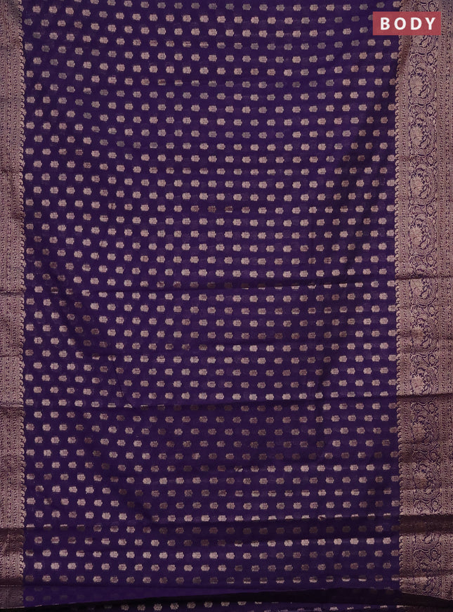 Semi chiniya saree deep violet with woven buttas and woven border