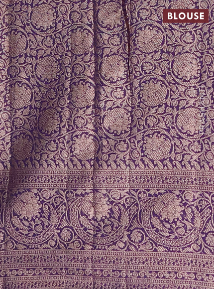Semi chiniya saree deep violet with woven buttas and woven border