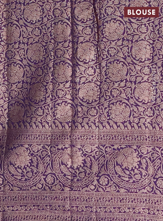 Semi chiniya saree deep violet with woven buttas and woven border