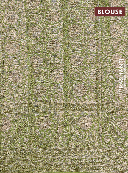 Semi chiniya saree light green with woven buttas and woven border