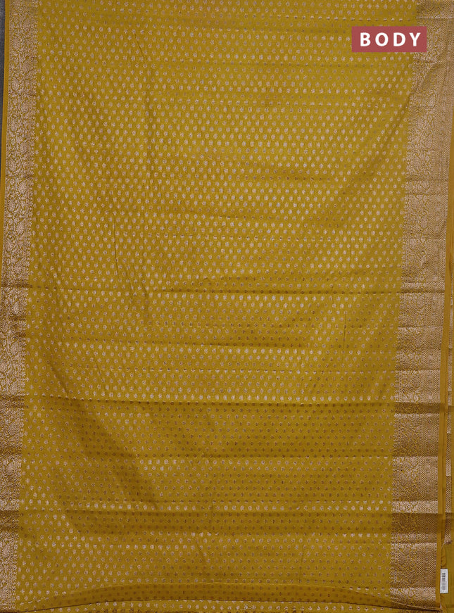 Semi chiniya saree lime green with woven buttas and woven border