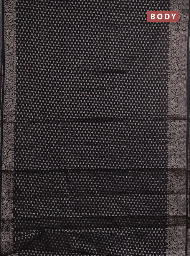 Semi chiniya saree black with woven buttas and woven border