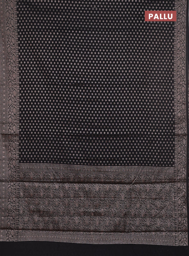 Semi chiniya saree black with woven buttas and woven border