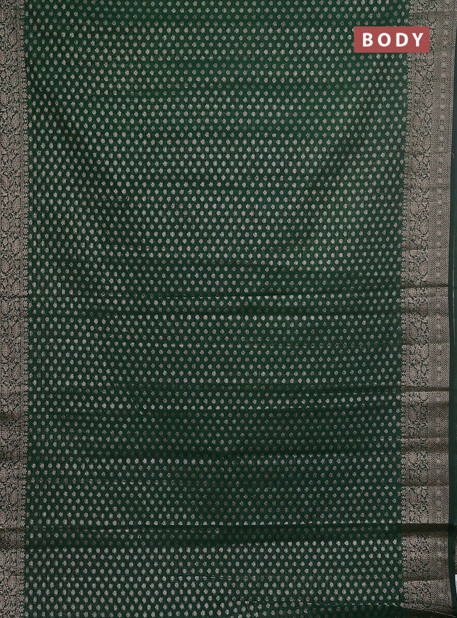 Semi chiniya saree green with woven buttas and woven border