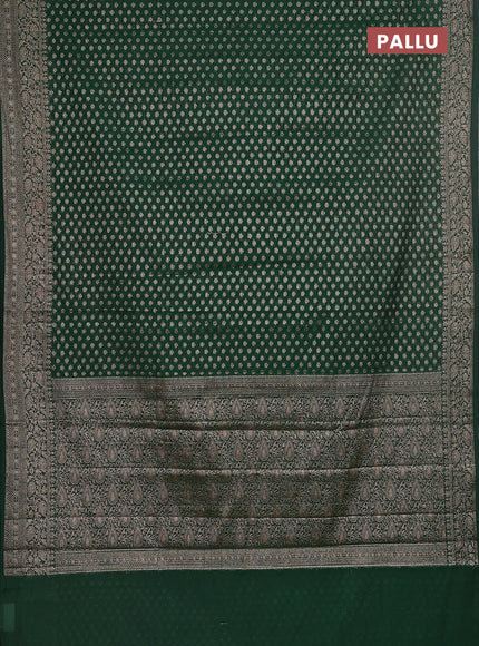 Semi chiniya saree green with woven buttas and woven border