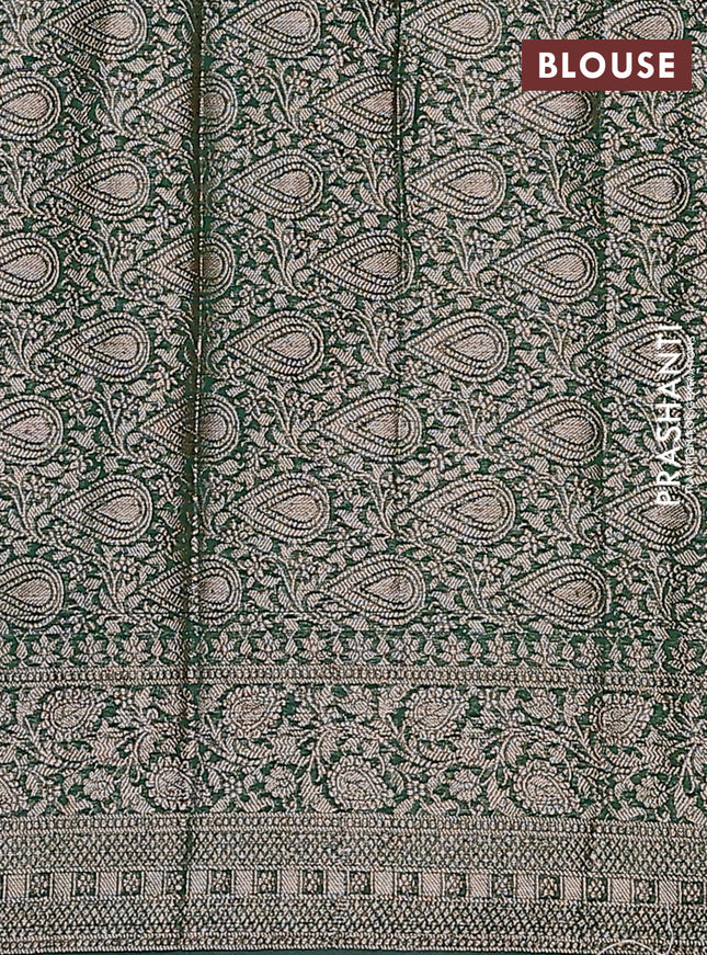 Semi chiniya saree green with woven buttas and woven border