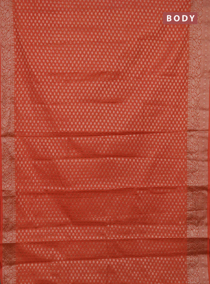 Semi chiniya saree orange with woven buttas and woven border