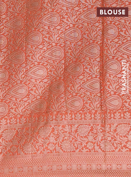 Semi chiniya saree orange with woven buttas and woven border