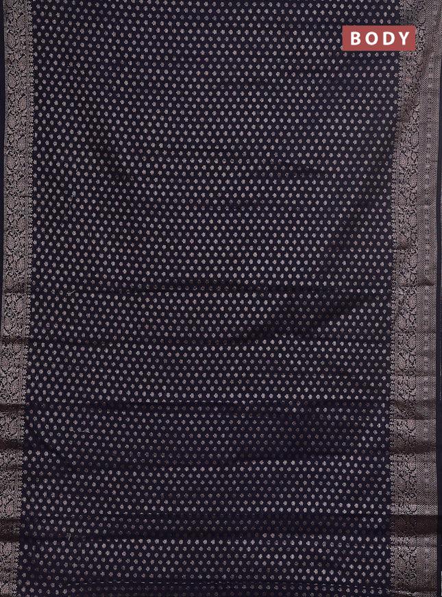 Semi chiniya saree navy blue with woven buttas and woven border