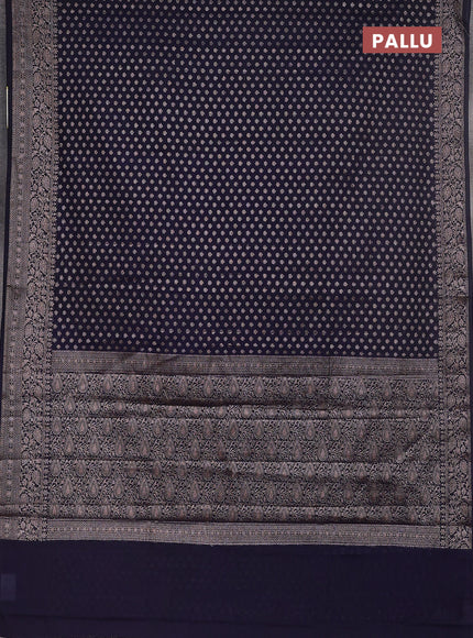 Semi chiniya saree navy blue with woven buttas and woven border