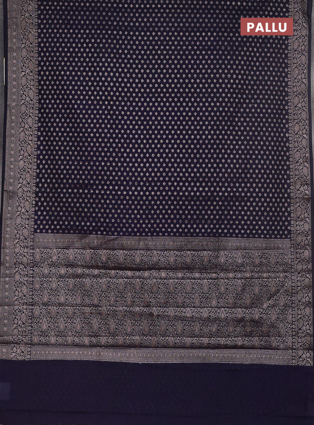 Semi chiniya saree navy blue with woven buttas and woven border