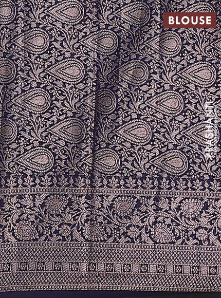 Semi chiniya saree navy blue with woven buttas and woven border