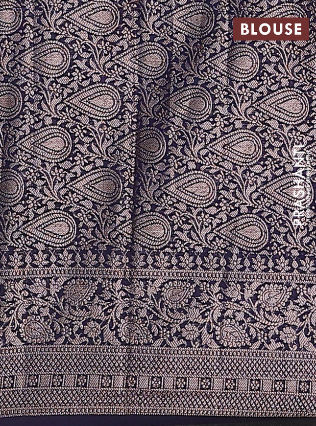 Semi chiniya saree navy blue with woven buttas and woven border