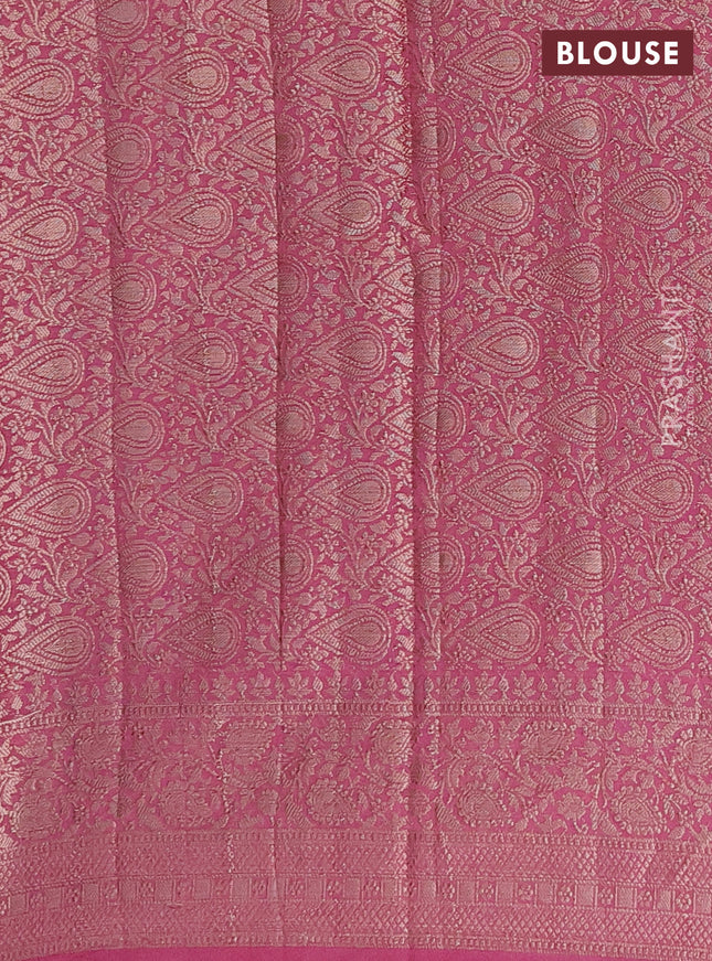 Semi chiniya saree mauve pink with woven buttas and woven border