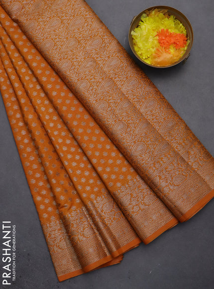 Semi chiniya saree mango yellow with woven buttas and woven border